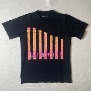 Raised By Wolves Mens Small Black Graphic T-Shirt Pillars Logo Made in Canada